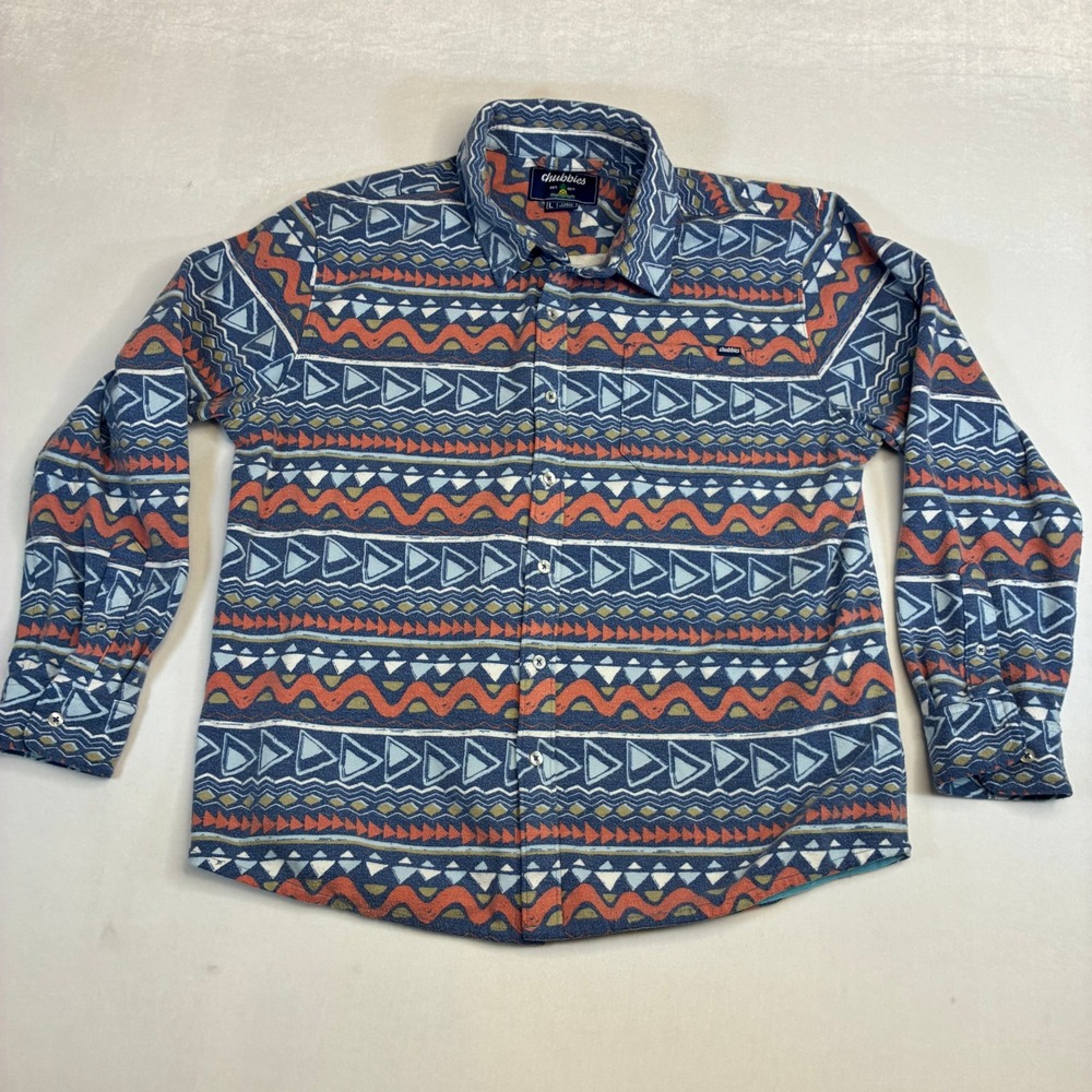 Chubbies Mens Long Sleeve Geometric Pattern Button Up Shirt Large - Picture 2 of 9